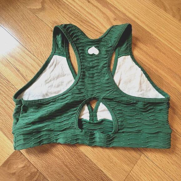 Booty by Brabants Croco Deep V Sports Bra – Teal (One Size) - Picture 2 of 6